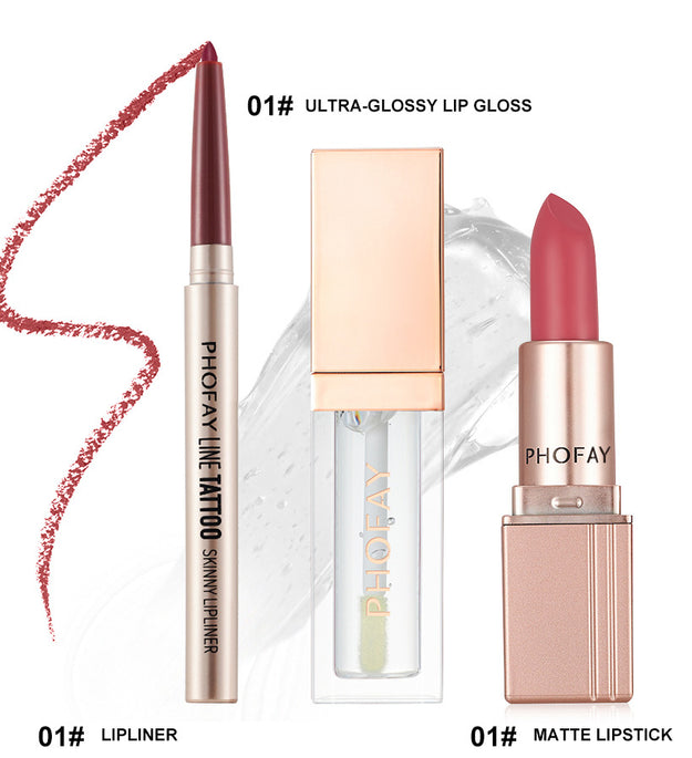 PHOFAY Ultra-Glossy Lip Gloss Matte Lipstick Lipliner