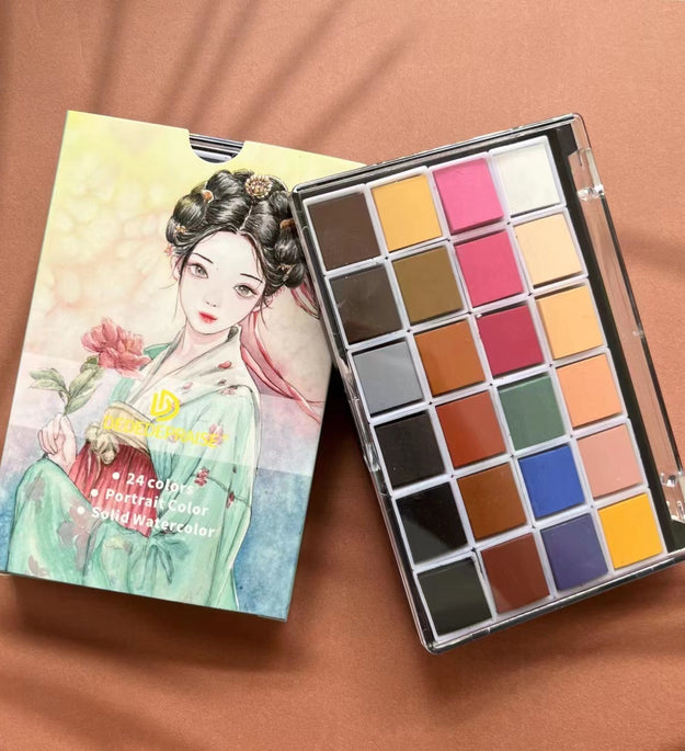 24 Color Skin Tone Solid Watercolor Pigment