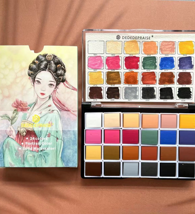 24 Color Skin Tone Solid Watercolor Pigment