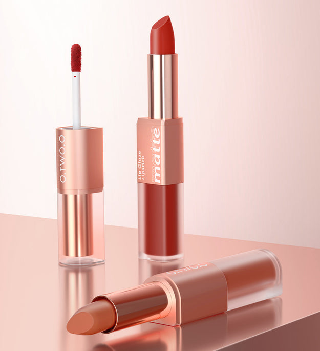 Lip Glaze Nude Milky Coffee Amber Pumpkin Cinnamon Milk Tea Double-headed Lipstick